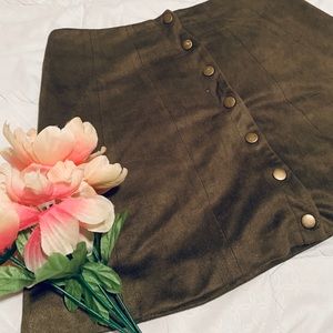 Hunter Green Suede Altar’d State Button Up Skirt